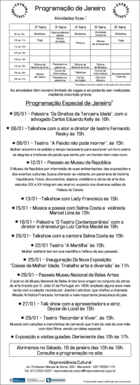 Programação Janeiro 2010
