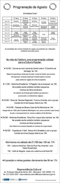 Programação Agosto 2010