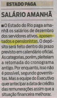 Sal&aacute;rio amanh&atilde; 14-01-2019